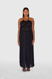 BLACK STRING SILK TOP
