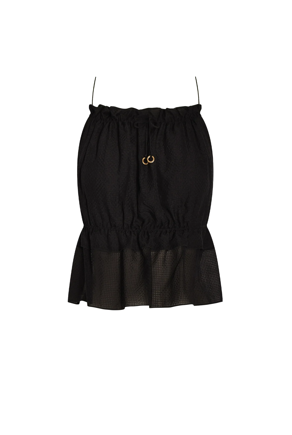 BLACK STRING SILK TOP