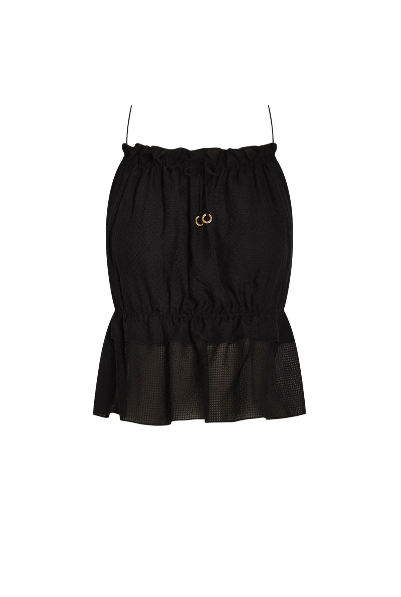 BLACK STRING SILK TOP
