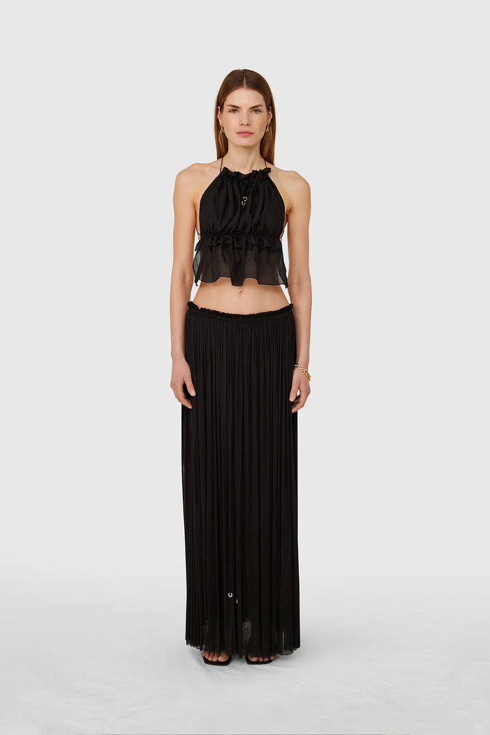 BLACK STRING SILK TOP