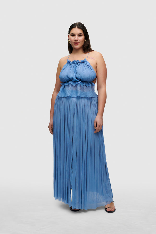 BLUE SILK TULLE SKIRT