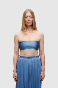 BLUE BANDEAU TOP