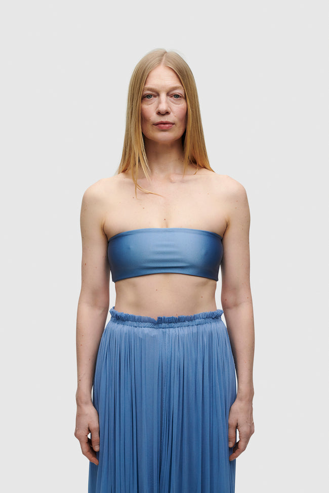 BLUE BANDEAU TOP