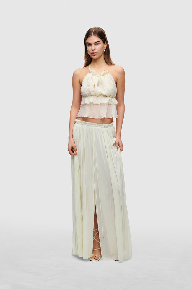 IVORY SILK TULLE SKIRT