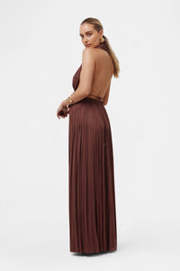 BROWN SILK TULLE TOP