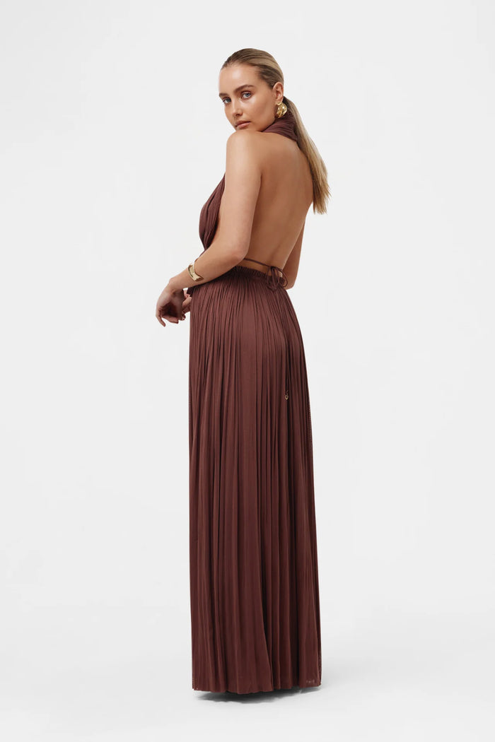 BROWN SILK TULLE TOP