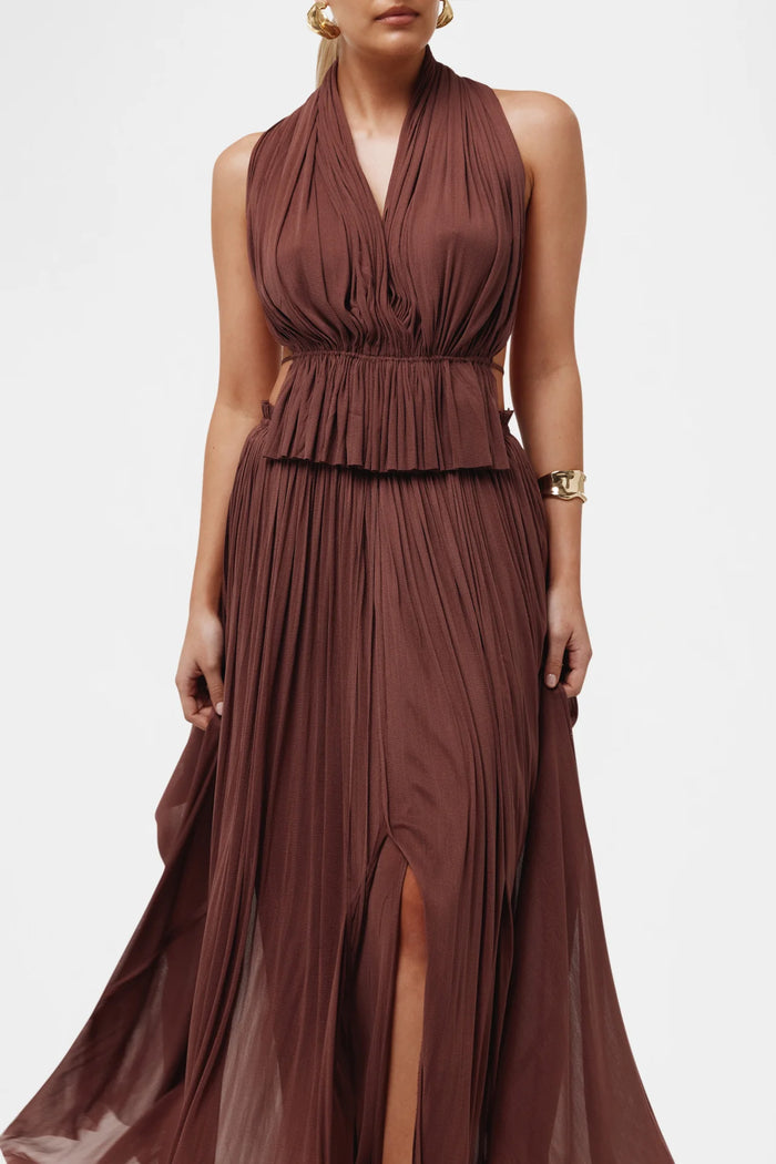 BROWN SILK TULLE SKIRT