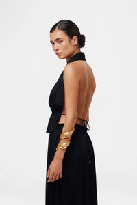 BLACK SILK TULLE TOP