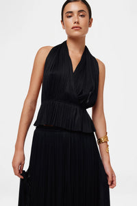 BLACK SILK TULLE TOP