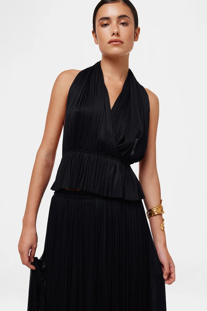 BLACK SILK TULLE TOP