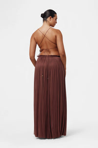 BROWN STRING SILK TOP